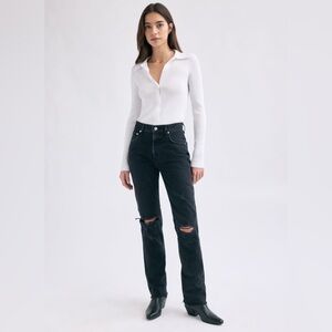 Agolde Cherie Jean High Waist Straight Leg Distortion Black Wash Size 27